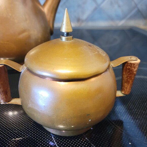 VINTAGE ANTIQUE MADE IN ITALY COPPER TEA SET - LIKELY ART DECO ERA - Picture 3 of 6